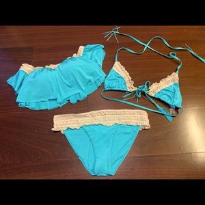 Beach Bunny Swimwear 3 pieces. Includes 2 tops with matching bottoms.